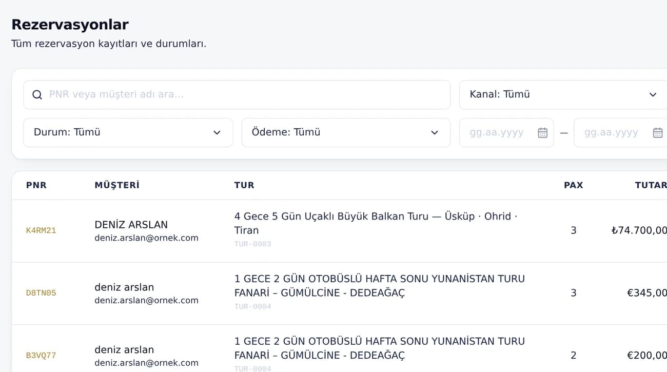 Rezervasyonlar
